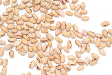 pistachios on a white background. close