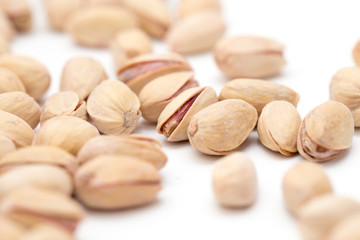 pistachios on a white background. close