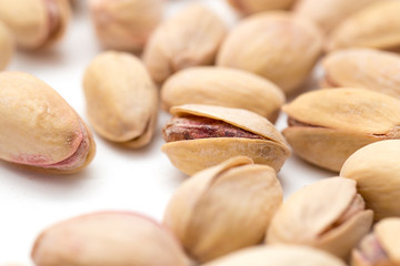 pistachios on a white background. close