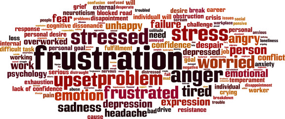 Frustration word cloud concept. Vector illustration