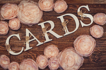 Wooden  wedding background with letters