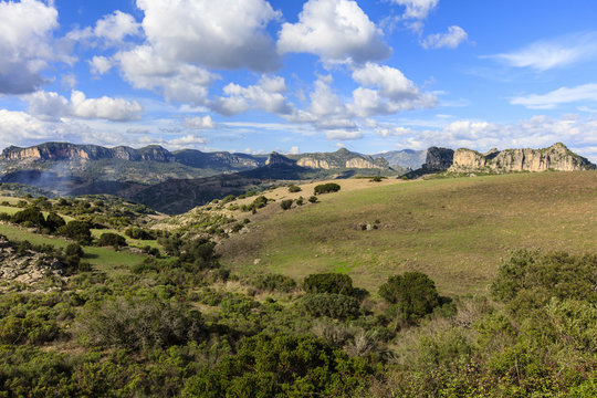 Panorama van Jerzu, provincie Ogliastra op Sardini&euml;