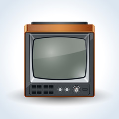 Old TV set realistic vector icon
