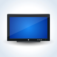 Modern wide TV set, computer desktop monitor realistic vector icon