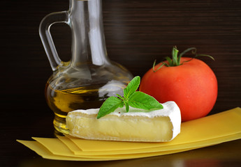 cheese brie  on a dark background