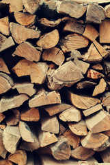 Dry Chopped Firewood Logs in a Stack