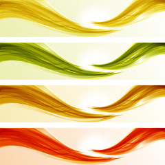 Set of glossy wave banners