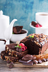 Chocolate loaf cake with nuts