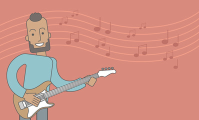 Musician playing electric guitar.