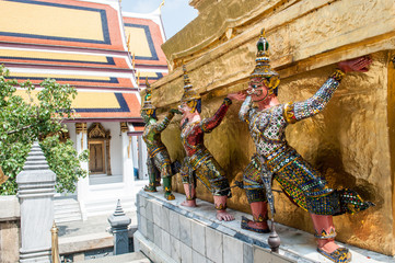 Sculptures in the Grand Palace in Bangkok, Thailand