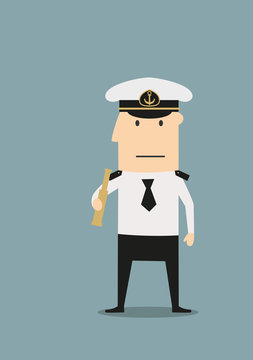 Sea captain in uniform with spyglass