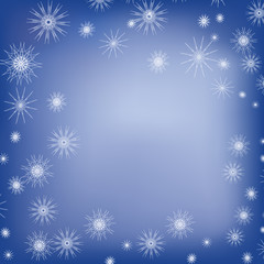 Fototapeta na wymiar Blue Christmas greeting card with ball made of snowflakes