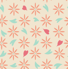 Floral seamless illustration in pastel tones