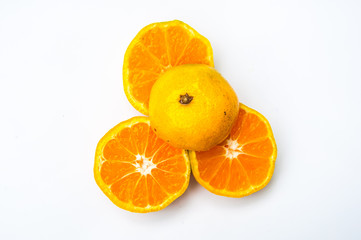 Ripe orange isolated on white background