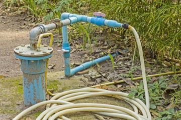 rubber tube, valve, water-pipe in the garden