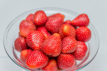 Strawberries arranged on the display