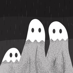 Three ghosts haunting on halloween night