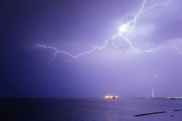Naklejka na ściany i meble Perfect storm at sea. Limassol. Cyprus