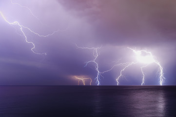 Naklejka na ściany i meble Doomsday. Perfect storm at sea. Cyprus