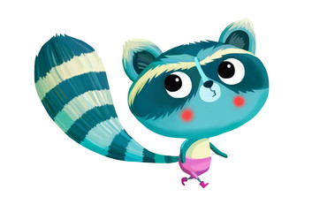 Illustration: The Raccoon in the Happy Forest. Fantastic Cartoon Style. Main Character / Leading Role Design
