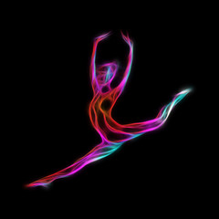 Creative silhouette of gymnastic girl. Art gymnastics 