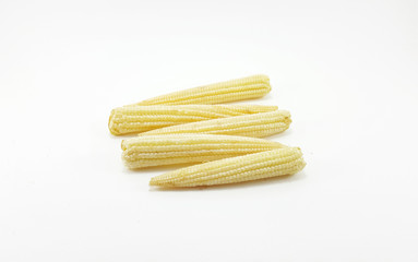 Baby yellow corn on white background