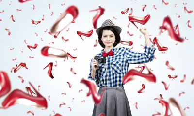 Girl with photo camera