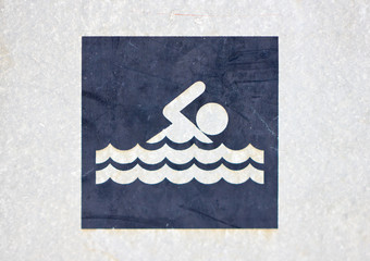 Swimming recreational sign.