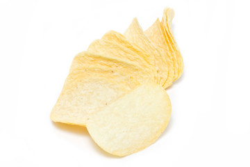 Potato chips isolated on white.