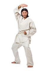 Karate fighter isolated on white