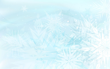 Fototapeta na wymiar Beautiful blue winter background with snowflakes