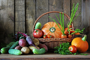 Vegetables in a basket. - Powered by Adobe