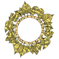 round frame of leaves