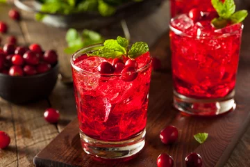 Fotobehang Homemade Boozy Cranberry Cocktail © Brent Hofacker