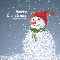 Snowman illustrations particles, it can be used New Year or Christmas card.