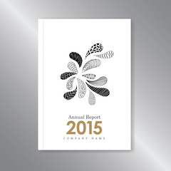 Annual report cover zentangle hand drawn leaves