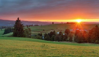 Fototapeta premium Panorama of Tatra Mountains in spring time, Poland