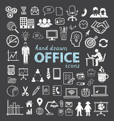 Naklejka premium Hand drawn office icons. Business and finance symbols and signs.