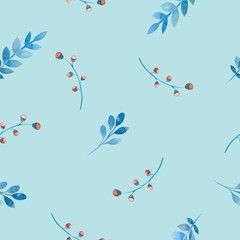 Seamless pattern of flowers and leaves.