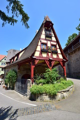 View in the historic town of Rothenberg, Bavaria, region Middle Franconia, Germany