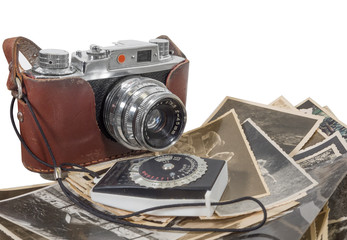 alter antiker Fotoapparat mit Bildern