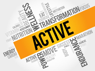 ACTIVE word cloud, fitness, sport, health concept