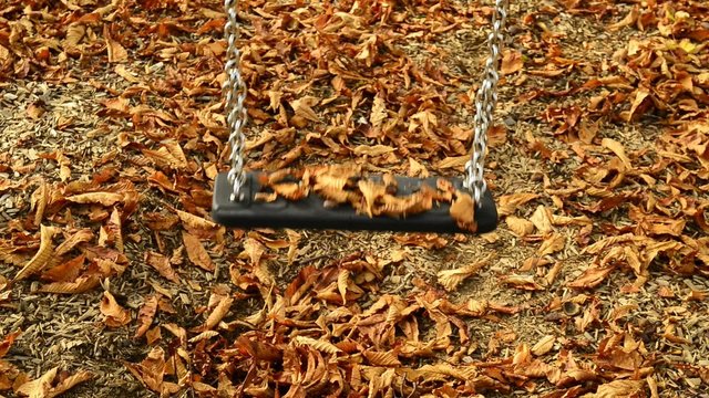 Schaukel schaukelt sanft &uuml;ber Herbstlaub