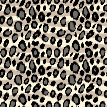 Leopard skin animal print seamless pattern in black and white