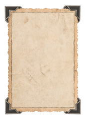 Vintage paper card with corner. Picture frame