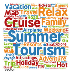 Vector conceptual tourism or travel  word cloud