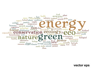 Vector conceptual ecology word cloud