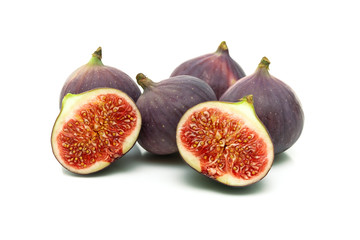 ripe juicy figs on a white background