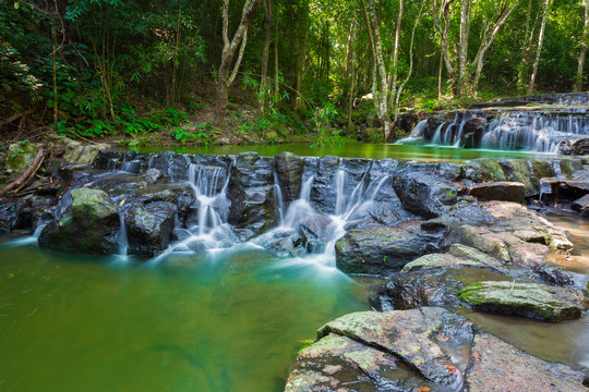 Close up of waterfall at Namtok Samlan National Park ,Saraburi,