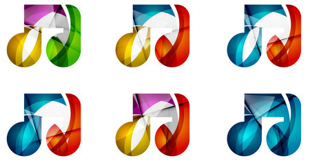 Set of abstract music note icon, business logotype concepts, clean modern geometric design